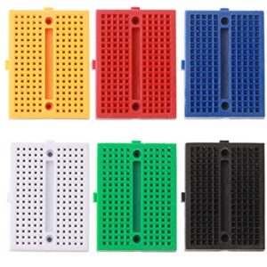 AEROKART INDIA 6 pcs Mini Breadboard with 170 Tie Points SYB-170 Solderless Prototype Kit (6 Different Color) PCB Bread Board Plus Adhesive Back for Small DIY Kits Arduino Raspberry rasp Pi Proto Project